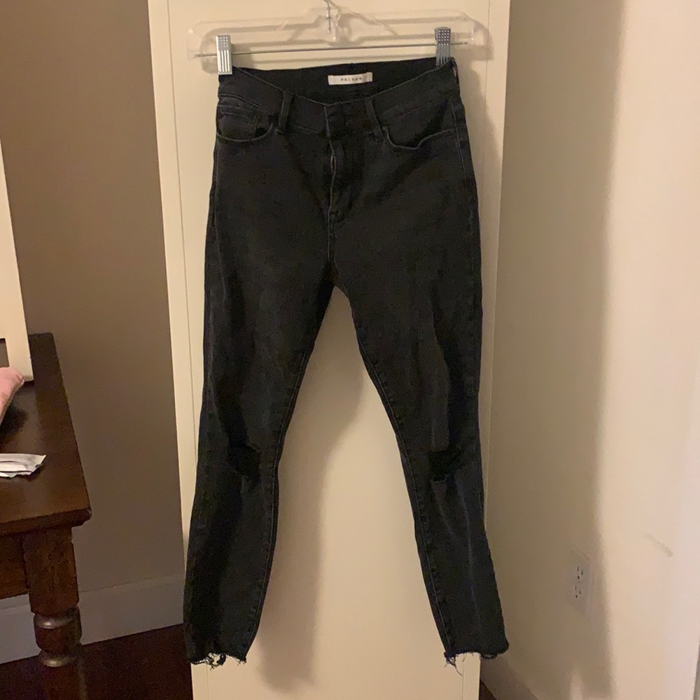 pacsun black high rise jeans with rips on knees